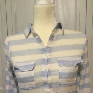 SUMMER BUTTON UP STRIPED TOP